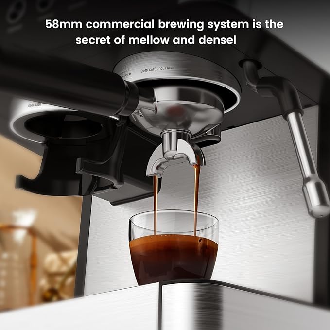 Joy Pebble Espresso Machine,Stainless Steel 15 Bar Semi-Automatic Expresso Coffee Machines, Featuring a Milk Frother,Steam Wand.Removable Water Tank, Cappuccino & Latte Machine for Home