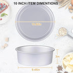HomeMall Round Cake Pan Set of 3 (6 x 3 inch/8 x 3 inch/10 x 3 inch), Aluminum Baking Pans for Layer Cakes, Heavy Duty Non-Stick, Evenly Baking Tools for Home Kitchen, Birthday Wedding Anniversary