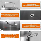 DELARLO Tri-ply Stainless Steel 20QT Stock Pot, Compatible with All Stoves Up to 600℉, 18/10 Induction Big Cooking Pot with Lid, Fast & Even Heating, Durable Large Soup Pot