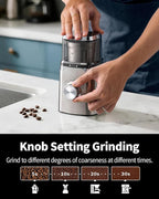SHARDOR Electric Blade Coffee Grinder, Timed Grind Control Rotary Knob, All-stainless steel shell,Adjustable,for Coffee Beans, Spices & Herbs, with 1 Removable Stainless Steel Bowl,Sliver