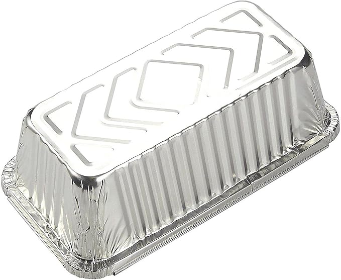 Juvale 50 Pack Aluminum Foil 2 lb Disposable Loaf Pans With Lids for Baking Bread, Heating, Storing Food (32oz, 8.5 x 4.5 In)