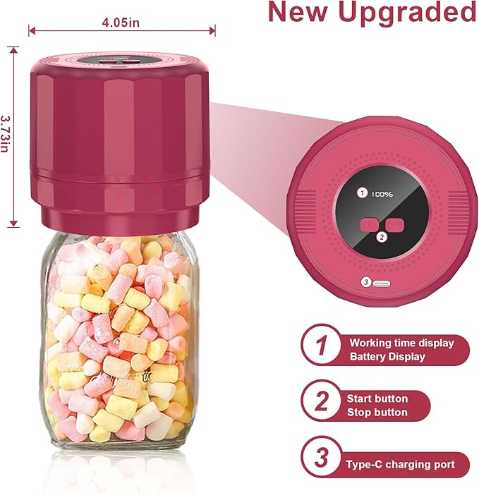 M11 Mason Jar Vacuum Sealer - Electric Mason Jar Vacuum Sealer Kit with Wide and Regular Mouth Mason Lids, Jar Vacuum Sealer for Canning Jars, Vacuum Sealing Machine for Food Storage