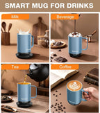 Self-Heating Coffee Mug T1-16oz, Fast Heating Rechargeable Heated Coffee Mug, Smart Mug with App & Button Control, Ideal Gift for Coffee Lovers & Hot Drink Enthusiasts