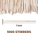 Makerstep Birch Wood Coffee Stirrers, 7 Inch Coffee Stir Sticks (1000 Pack) Eco-friendly, Sturdy Wooden Sticks. Splinter Free, Round End. Great For Your Coffee Nook
