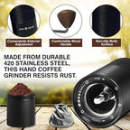 Manual Coffee Grinder – Stainless‑Steel Burr, Adjustable Coarseness, Portable Hand Mill with Cleaning Brush