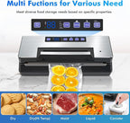 Vacuum Sealer - Powerful 95kPa vacuum sealer for food with Built-in Cutter Bag Storage,Easy-Lock Handle Digital Timer,2 Roll and 5 Pre-cut Bags & Hose Every Seal Perfect Freshness Locked In