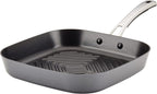 Rachael Ray Cook + Create Hard Anodized Nonstick Deep Grill Pan/Griddle, 11 Inch - Black