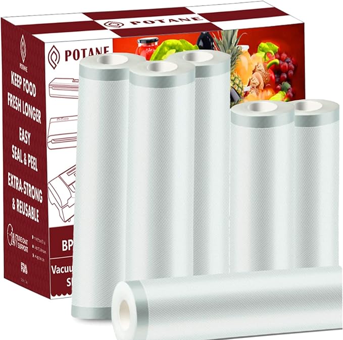 6 Pack 11"x20'(3Rolls) and 8"x20' (3Rolls)Thickened Vacuum Sealer Bags , Smell-Proof, Puncture Prevention, Heavy duty for POTANE, Food Saver, Great for Vacuum storage,Meal Prep or Sous Vide