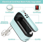 9-Speed Digital Hand Mixer Electric, 400W Powerful DC Motor, Baking Mixer Handheld with Snap-On Storage Case, Touch Button, Turbo Boost, Dough Hooks, Whisk (Ice Blue)