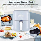 Charmi 5QT Air Fryer – Beautiful Retro Design, Stylish Countertop Look, Nonstick & PFAS-Free, Safe Auto Shutoff, Digital Touchscreen, 8 Cooking Presets (Pastel Blue)