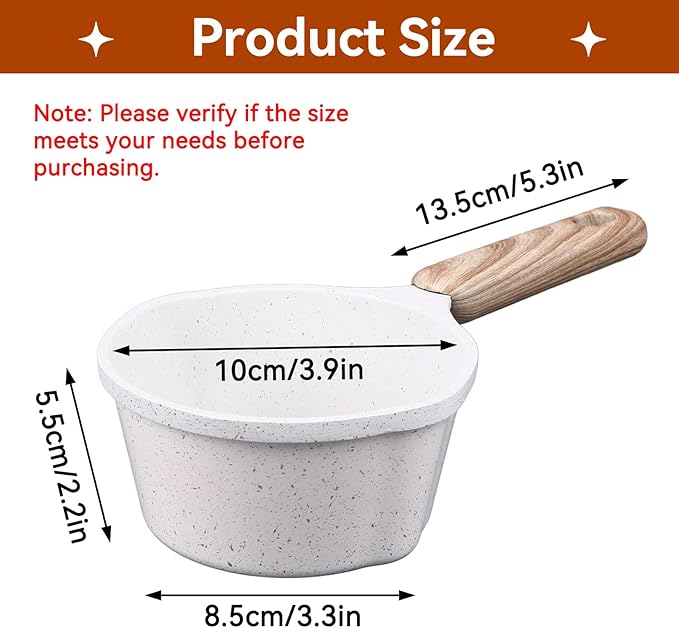 Sauce Pan, 3.3in x 2.2in Milk Pan Small Soup Pot Non Stick Sauce Pots Mini Butter Warmer Pan Cooking Pot with Pour Spout Milk Boiling Pot for Home Kitchen Multi Mini Sauce Pan(White)