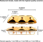 Casserole Dish Set Rectangle 3-in-1 Glass Baking Dish, with Stainless steel Lid and Gold rack, 1.3 Qt x 3 pcs Baking Pan For Casserole & Lasagna, Dishwasher Oven Freezer Microwave Safe