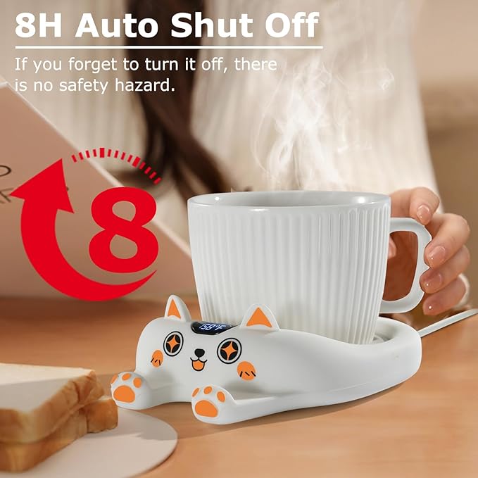 PUSEE Coffee Mug Warmer Auto Shut Off, 3 Temp Coffee Warmer for Desk, Candle Warmer Plate Safely Melt The Candle Releases Scents,Enjoy Your Warm Coffee Tea,Coffee Gifts for Women Men