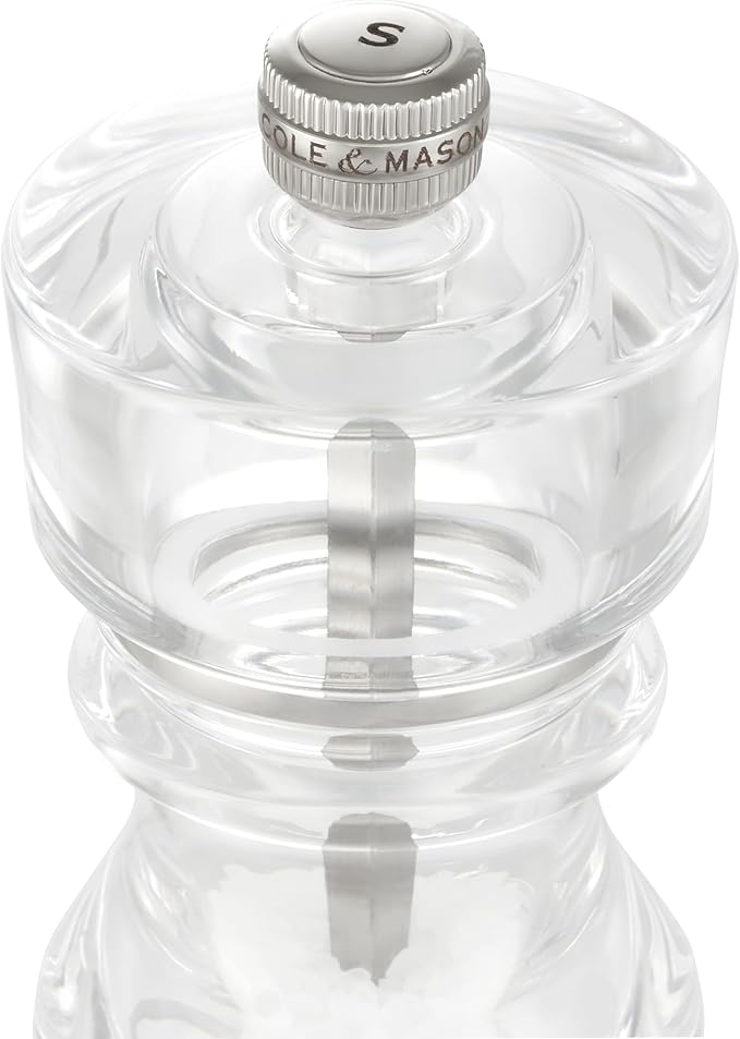 Cole & Mason London Refillable Spice Mill - Kitchen & Home Accessory - Table Salt Grinder - Salt Mill with Ceramic Mechanism - 5", Acrylic