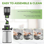 Cold Press Juicer, 5.3" Wide Feed Chute Juice Extractor Machine with 400W, High Juice Yield, Slow Masticating Juicer for Whole Vegetables & Fruits, Stainless Steel