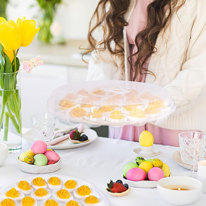 HAKSEN Deviled Egg Containers with Lid, 3PCS Deviled Egg Platter Carrier Holder Trays with 66 Slots for Party and Home Kitchen, Clear