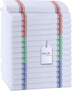 Dish Towels Set (Value Pack of 15) Size 15x25 Inch, 100% Cotton Soft & Absorbent Linen Kitchen Towels, Tea Towels, Reusable Cleaning Cloths for Household Cleaning (Multi)