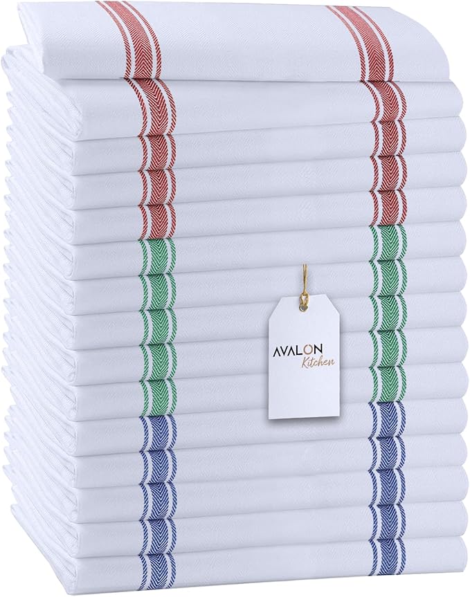 Dish Towels Set (Value Pack of 15) Size 15x25 Inch, 100% Cotton Soft & Absorbent Linen Kitchen Towels, Tea Towels, Reusable Cleaning Cloths for Household Cleaning (Multi)