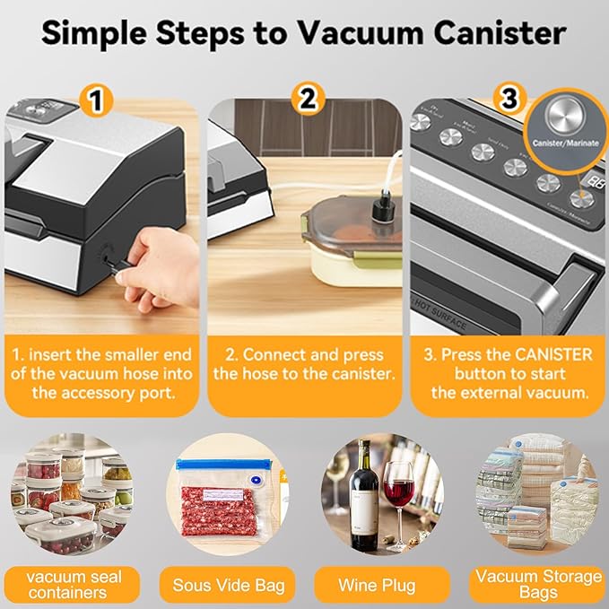 2025 Precision Food Vacuum Sealer Machine, Commercial Full Automatic Food Sealer–Powerful Dual Pump, Built-in Cutter&Bag Storage, Double Heat Seal, Food Preservation Saver, 2 Bag Rolls&Hose, Sous Vide