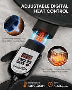 18.5" Ethiopian Injera Maker Mitad (Mogogo) Electric Griddle Adjustable Temperature & Time, Non-Stick Surface, Even Heating, Maker Norwegian Lefse, Swedish Pancake, Indian Dosa & Flatbreads