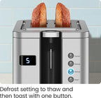 Chefman 2-Slice Digital Toaster, Pop-Up, Stainless Steel, Extra-Wide Slots For Bagels, Defrost, Reheat, Cancel Functions, Removable Crumb Tray