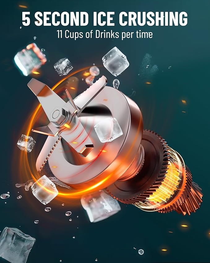 WantJoin Commercial Professional Blender With Shield Quiet Sound Enclosure 2200W Industries Strong and Quiet Professional-Grade Power, Self-Cleaning, Silver