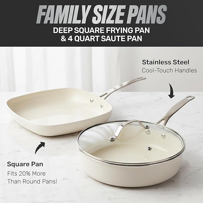 GOTHAM STEEL 20 Pc Ceramic Cookware Set Nonstick, Ceramic Pots and Pans Set Non Stick for Kitchen with Bakeware, Cooking Utensils & Steamer, Non Toxic PFOA PFOS Free, Oven & Dishwasher Safe