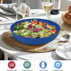 65oz Wheat Straw Large Salad & Soup Bowls Set of 2, Unbreakable, Microwave & Dishwasher Safe, Plastic Bowls for Kitchen, Camping, School - Blue