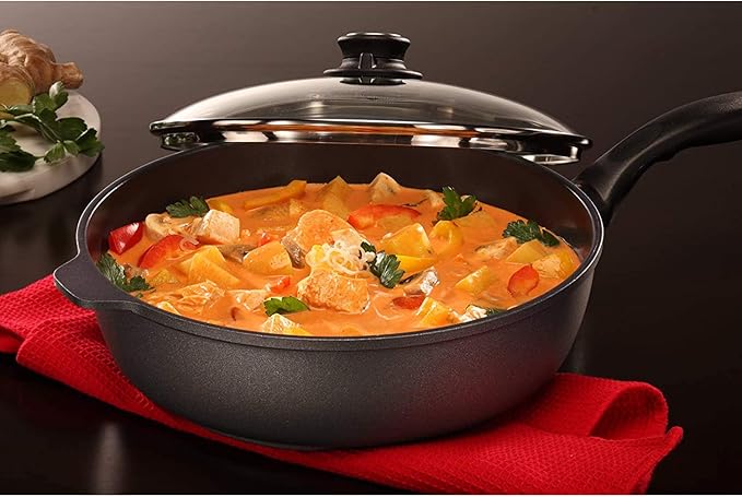 Swiss Diamond Nonstick Saute Pan with Lid, Diamond Coated Aluminum Deep Saute Pan with Lid Features Stainless Steel Handle, Dishwasher & Oven Safe Up To 500 °F, 11 Inch, 4.3 Quart