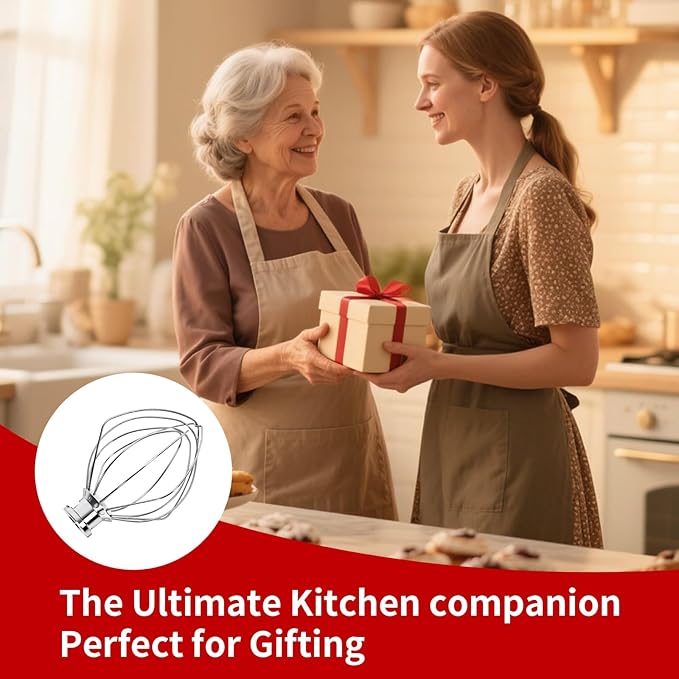 Whisk Attachments for KitchenAid 4.5/5Quart Mixer, Titl-head Stand Kitchen aid Mixer Accessories, Upgrade 6 wire Whole Stainless Steel Whisk parts Dishwasher Safe not Tarnish