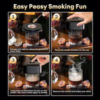 Whiskey Smoker Kit with 6 Wood Chips – Electric Cocktail Smoker Kit with Built-in Lighter & LED Light, Old Fashioned Bourbon Drink Smoking Kit Gifts for Men, Dad, Husband, Whiskey Lovers