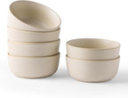 AmorArc Stoneware Cereal Bowls Set of 6, 26oz Soup Bowls Set for Cereal Soup Snacks, Modern Kitchen bowls for Meal, Dishwasher &Microwave Safe, Matte Ivory