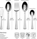 Mikasa Harmony 65-Piece Flatware Set for 12, 18/10 Stainless Steel Silverware with Forks, Knives, Spoons, and Serving Utensils, Elegant Design