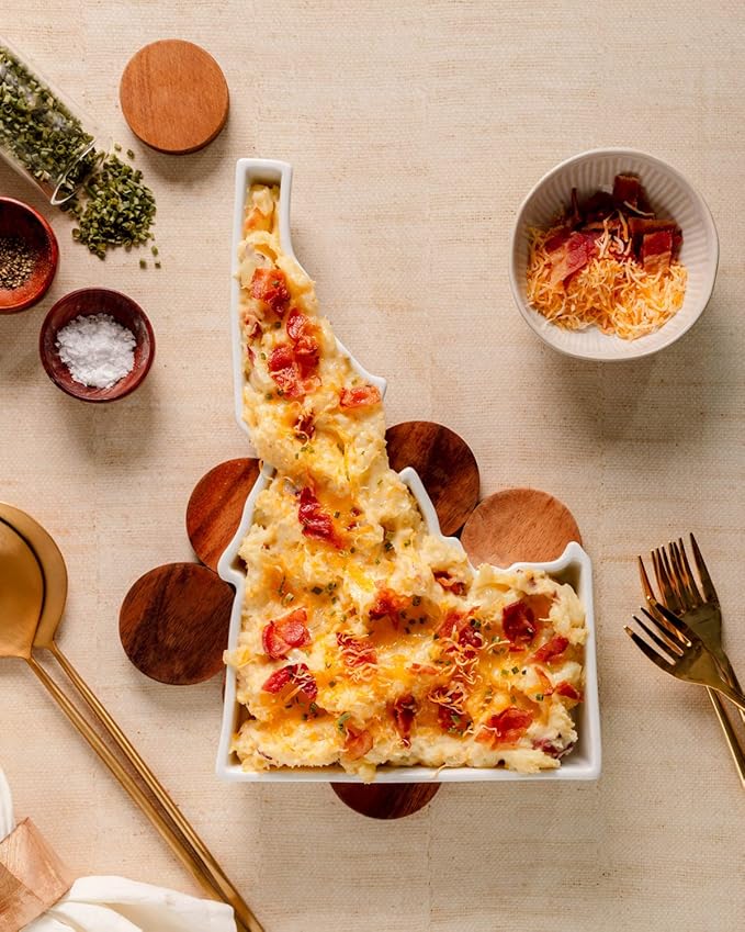 Idaho Shaped Baking Dish Serving Platter or Decorative Tray Charming Porcelain Bakeware Oven Microwave and Dishwasher Safe