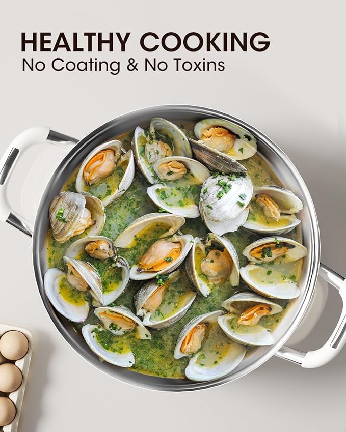 Stockpot 6 Quart, Tri-Ply 18/10 Stainless Steel Stock Pot with Lid, Induction Ready Cooking Pot for All Cooktops, Dishwasher Safe Soup Pot for Kitchen, Home, Gift for Cooker Mom and Dad