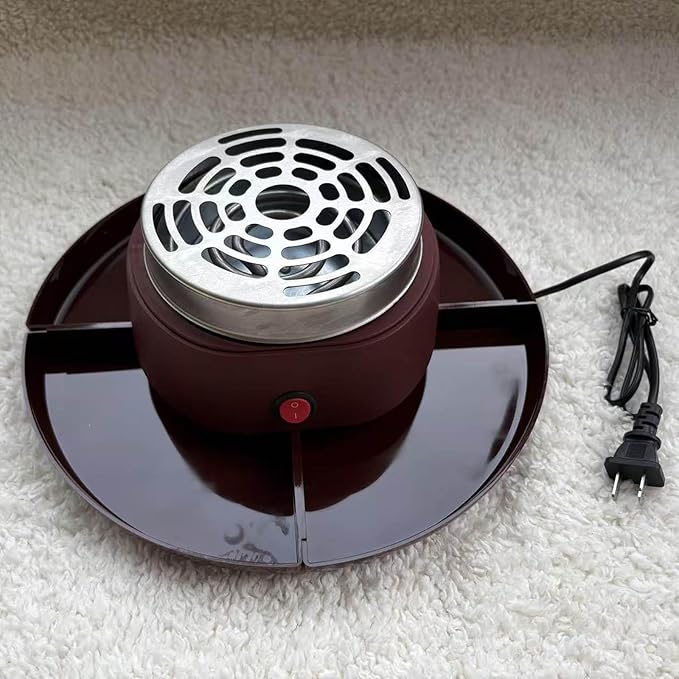 Electric Maker Electric Fondue Pot Set with Forks 4 Detachable Trays Maker Set for Wedding Family Party Indoor, Reddish Brown