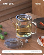 Baffect Glass Fat Separator, Bacon Grease Container with Strainer, Frying Oil Storage Can for Cooking (1L /4 Cups)