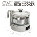 COOK WITH COLOR 3L Glass Low Carb Rice Cooker - Makes 6 Cups Cooked Low Sugar Rice with Auto Lift Filter Basket, Hotpot & Steamer for Rice, Grains and Oats, Digital Panel with Keep Warm, Sand