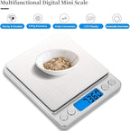 Digital Gram Scale 1000g/0.01g, Scale for Food Ounces and Grams, Upgrade USB Charging Kitchen Scale Digital Weight for Cooking, Baking, Tare Function, 9 Units, 2 Tray