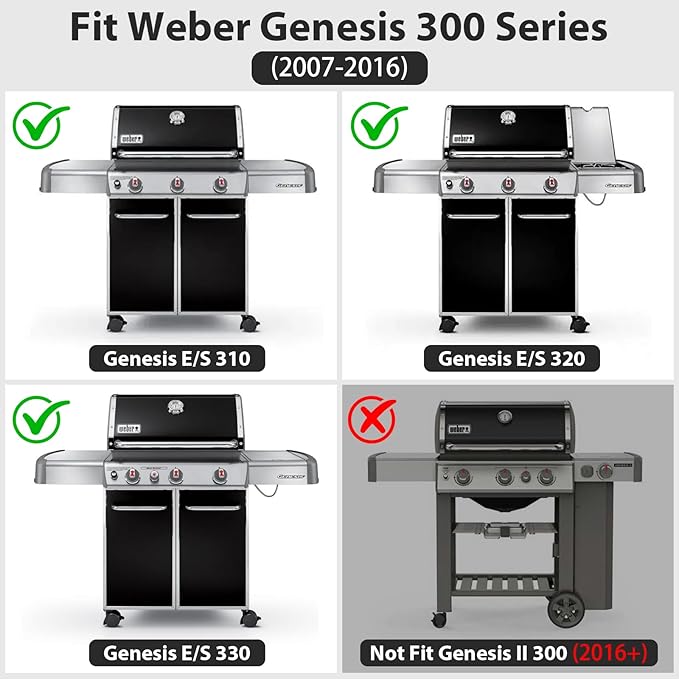 Utheer Ceramic Full Size Griddle Insert for Weber Genesis 300 Series E-310 E-320 E-330 S-310 (2007–2016), Replacement for Weber 7524/7528 – Nonstick,Easy Clean,Rust-Resistant,Even Heat for Outdoor BBQ