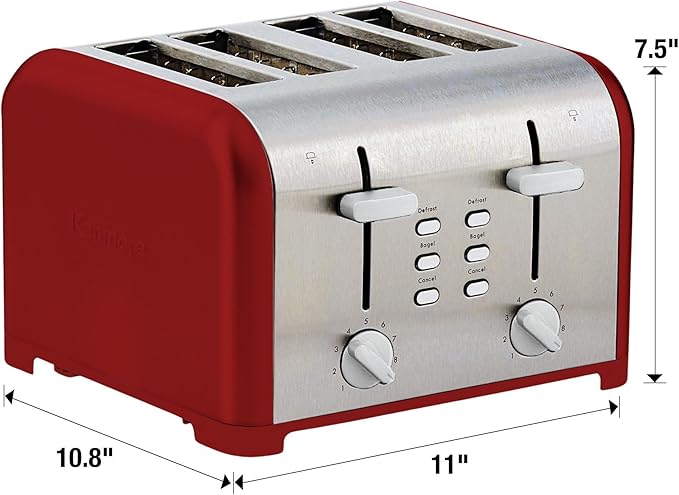 Kenmore 40604 4-Slice Toaster with Dual Controls in Red