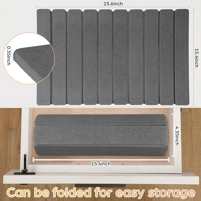 Nuanchu 2pack Large Stone Dish Drying Mat for Kitchen Counter, 23.6"(L)x15.4"(W), Collapsible Diatomaceous Earth Water Absorbing Mat for Dishes Bottles Cups, Match Any Countertop(Dark Grey)