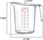 Amazing Abby - Melissa - Unbreakable Plastic Measuring Pitchers (2-Pack), Food-Grade Measuring Jugs, 8-Cup Capacity (2-Quart), Stackable and Dishwasher-Safe, Great for Oil, Vinegar, Flour, More