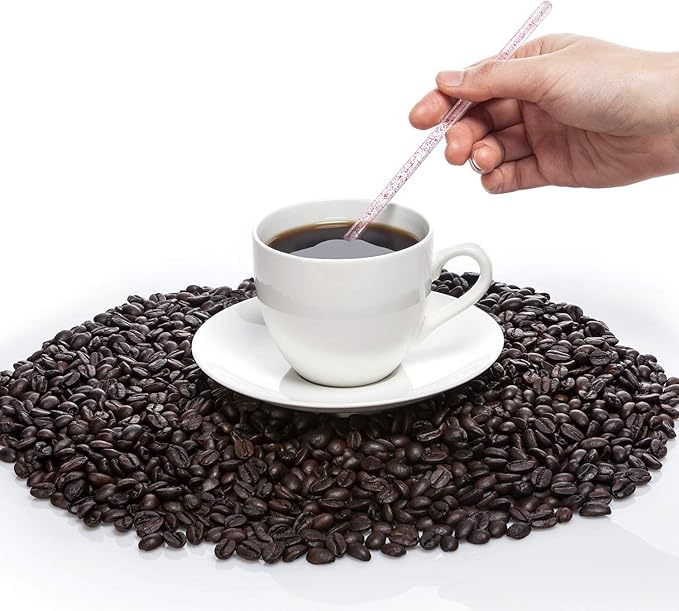 100 Pieces Disposible Plastic Round Top Crystal Swizzle Sticks (Red)