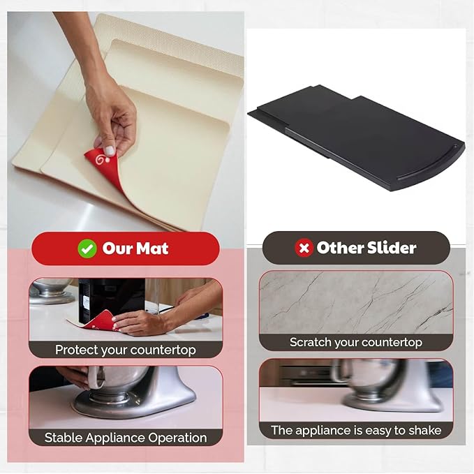 3 Pack Heat Resistant Mats for Countertop – Heat Pad Protector & Appliance Sliders for Kitchen – Cut to fit, Compatible with Ninja, Cuisinart, KitchenAid, Keurig & More