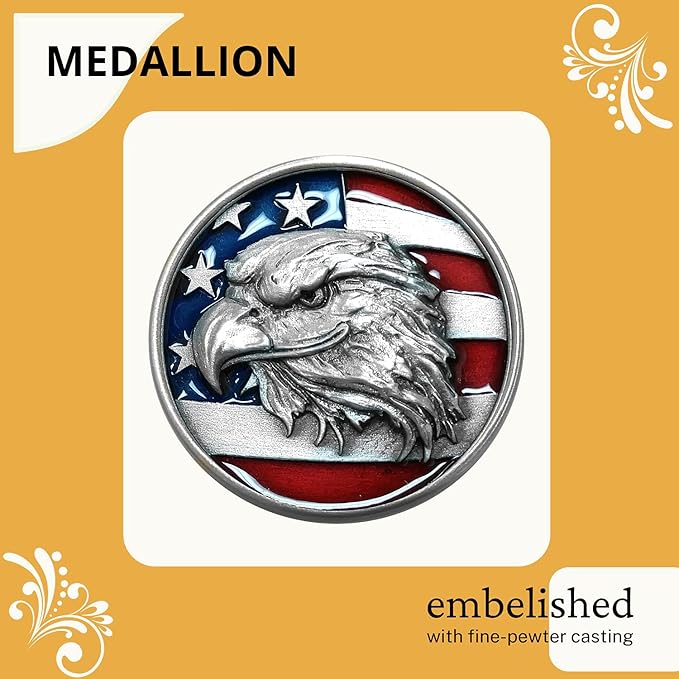 Heritage Pewter Eagle Head with Flag Double Old Fashion | Double Rocks Glass 14 oz for Liquor | Expertly Crafted Pewter Glass