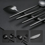 40 Pieces Matte Black Silverware Set, Stainless Steel Black Flatware Set for 8, Satin Finish Spoons and Forks Silverware Set, Black Cutlery Utensils Set, Dishwasher Safe