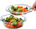 NUTRIUPS Small Round Glass Casserole Dish with lid, 0.65 L Mini glass bowl with glass lid, Microwave and Oven Safe