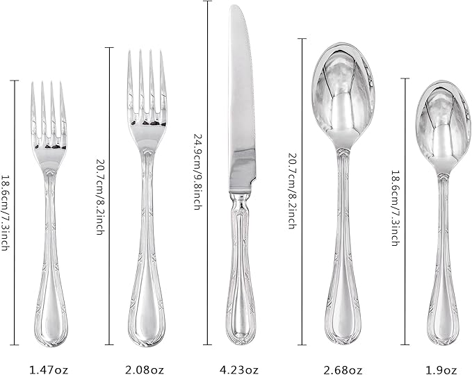 20-piece Silverware Set for 4, 18/10 Stainless Steel Flatware Set, Fine Silverware Set, Serving Utensil Sets, Finely Polished and Dishwasher Safe, Cupid