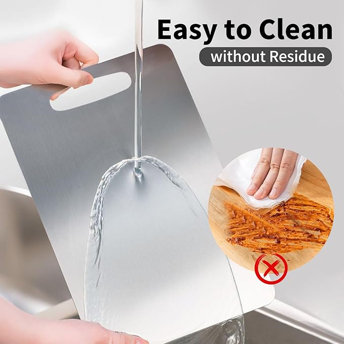 Titanium Cutting Board, Titanium Cutting Boards for Kitchen Double-Sided Stainless Steel Cutting Board Durable Non Toxic Food-Grade Chopping Board for Meat Vegetable Fruit(12"L x 8"W)